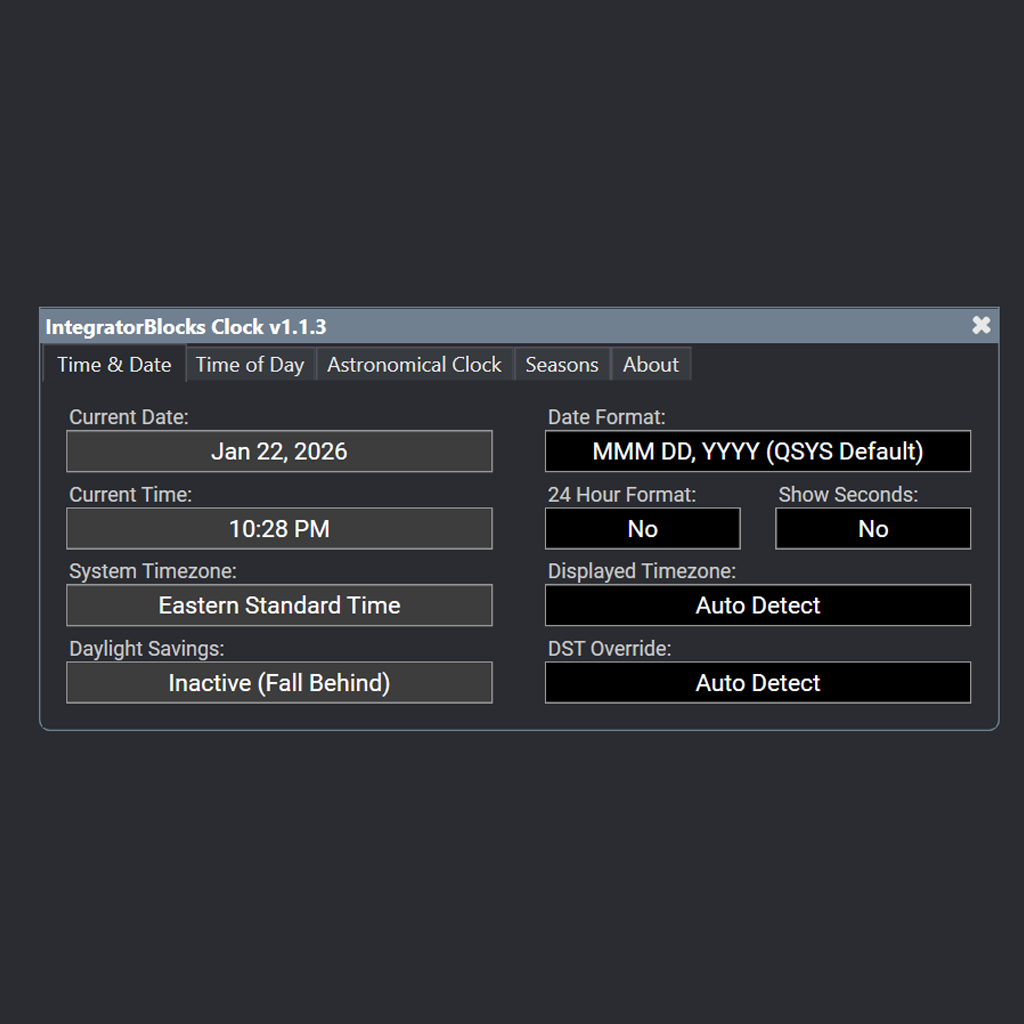 Q-SYS Better Clock Plugin